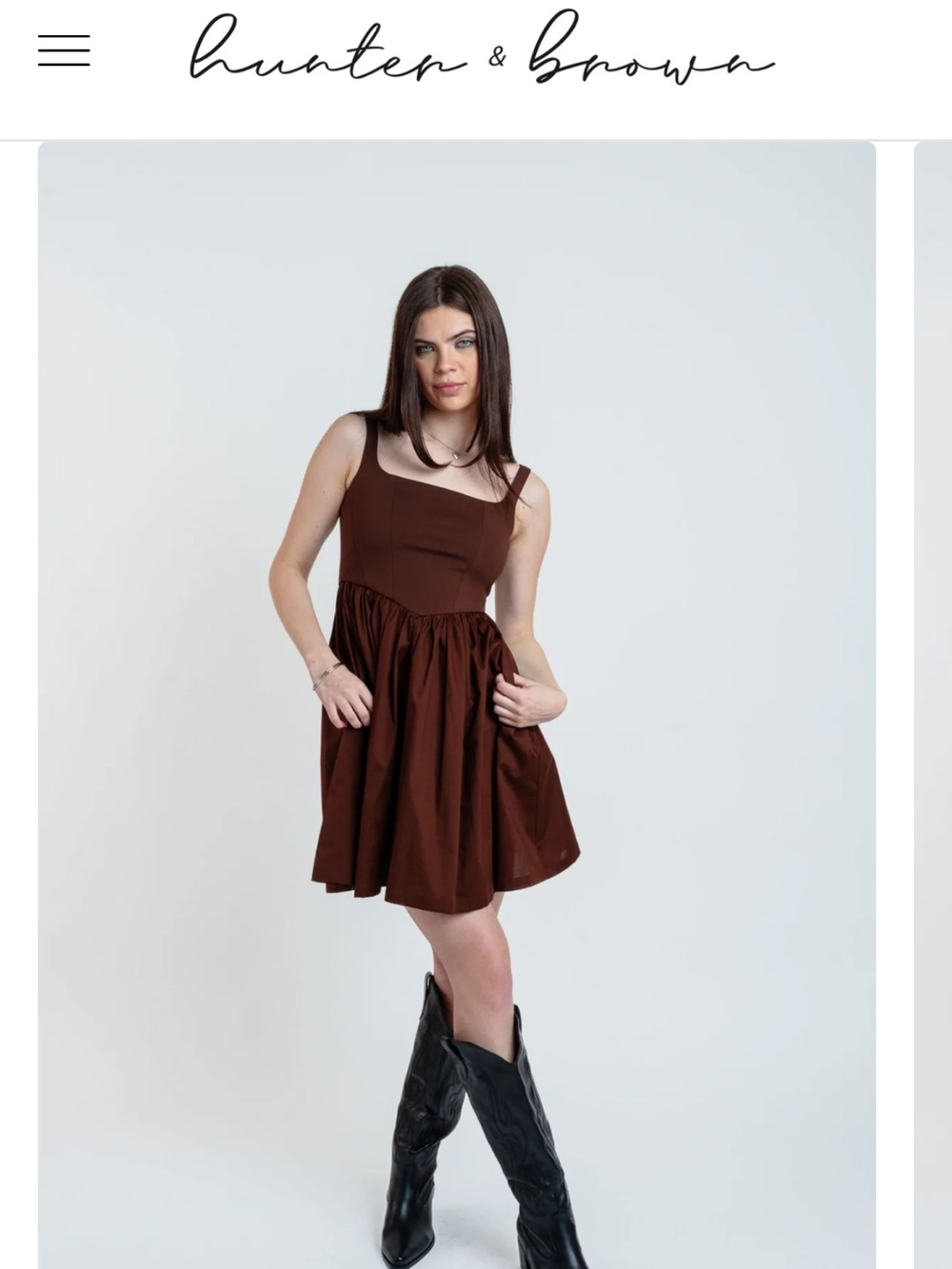 NWT Hunter & Brown Square-Neck Mini Dress Sz L
